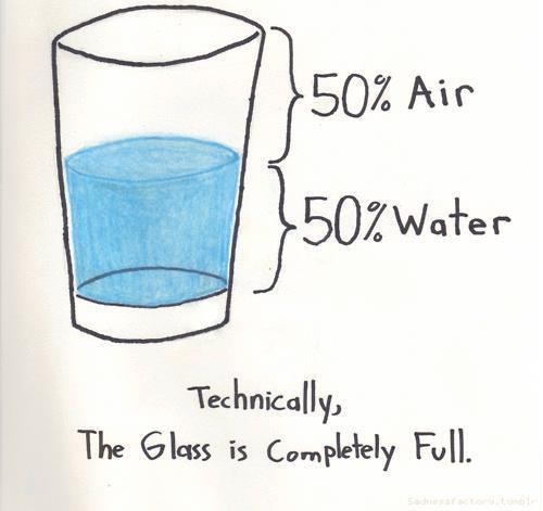 Technically, the glass is completely full.